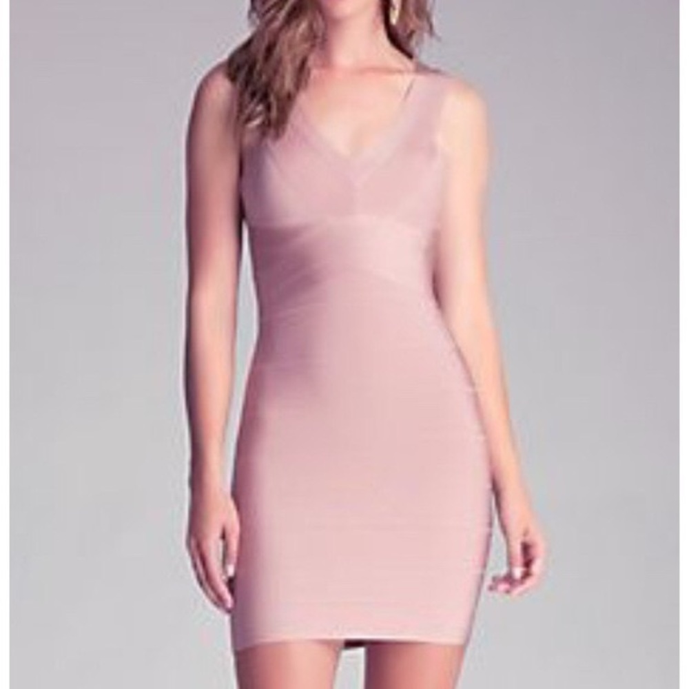 Bebe Bandage Dress Nude/Blush Size Medium